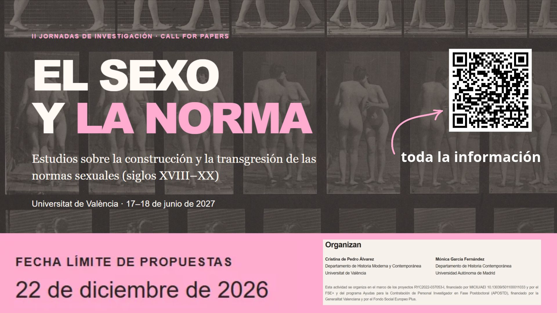 Llega la segunda edición del Workshop "El sexo y la norma", organizado por nuestra compañera Cristina de Pedro y Mónica García. En su web encontraréis toda la información